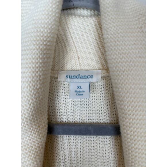 Sundance Cable Knit Open Front Cardigan Sweater Cream Women Sz XL - Picture 3 of 6